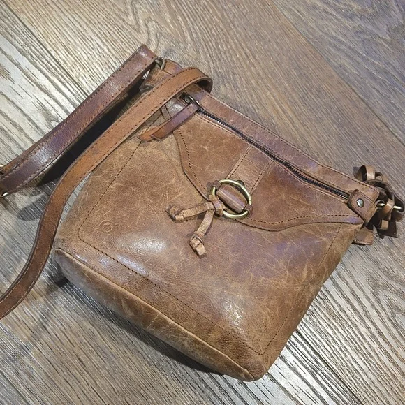 VINTAGE BORN BRITISH TAN SADDLE LEATHER CROSSBODY... #7514 - Picture 3 of 11
